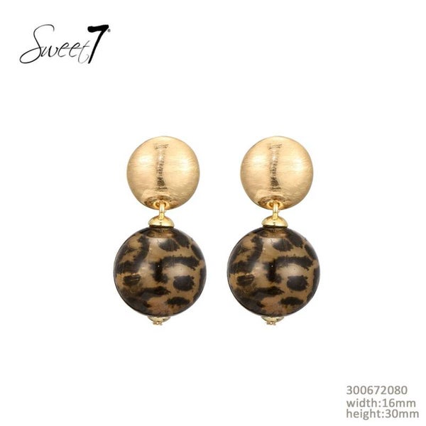 Oorbellen Sweet7 Tijgerprint - Bruin, goud