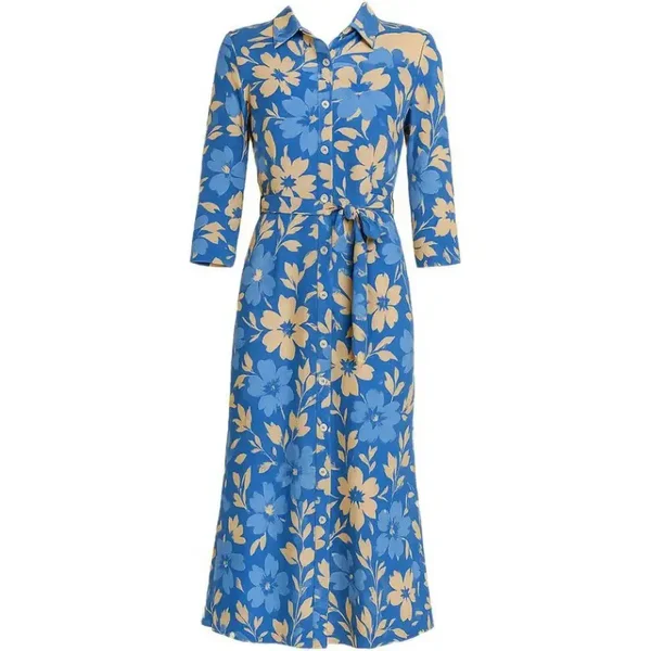 Jurk Angelle Milan Travelstof Lang - Blauw