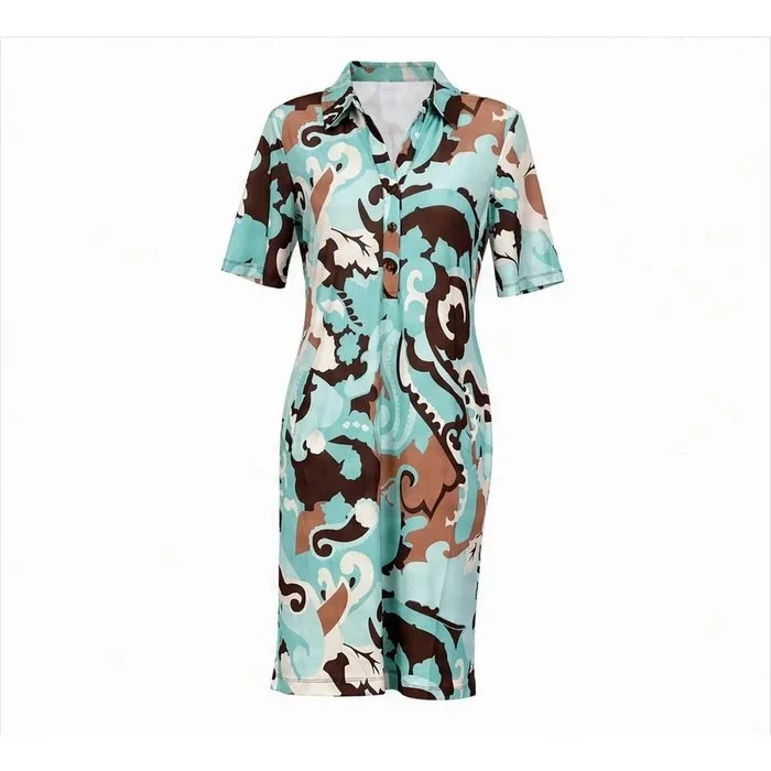 Jurk Angelle Milan Travelstof Polojurk - Bruin, mint