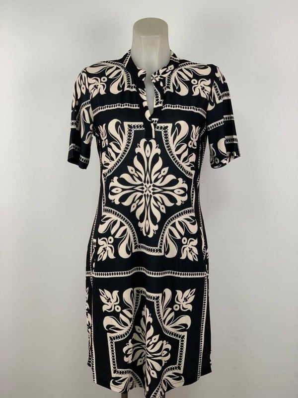 Jurk Angelle Milan Travelstof - Zwart, creme