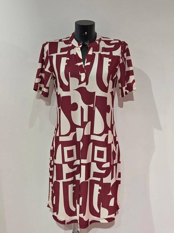 Jurk Angelle Milan Travelstof - Bordeaux Rood