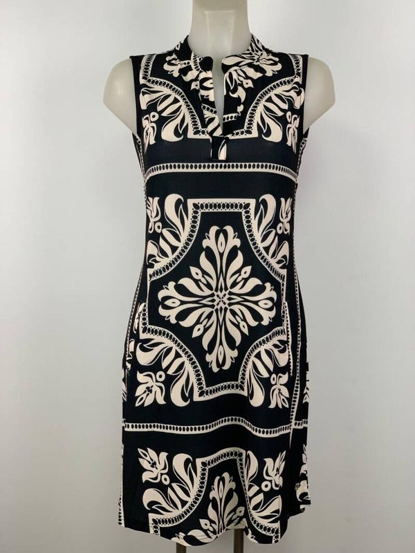 Jurk Angelle Milan Travelstof Mouwloos 1622 - Zwart, creme