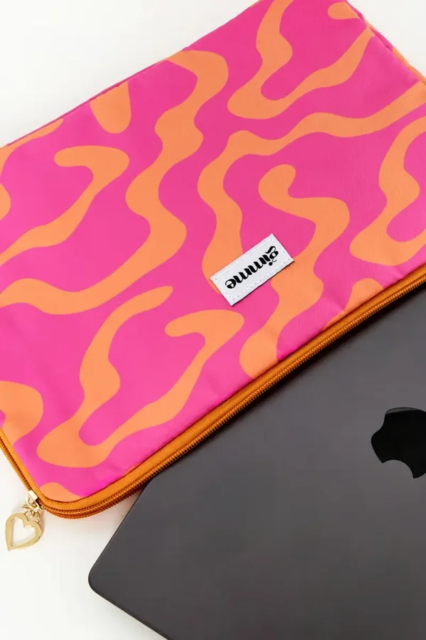 Laptop Case/Hoes 13inches - Fuchsia, oranje