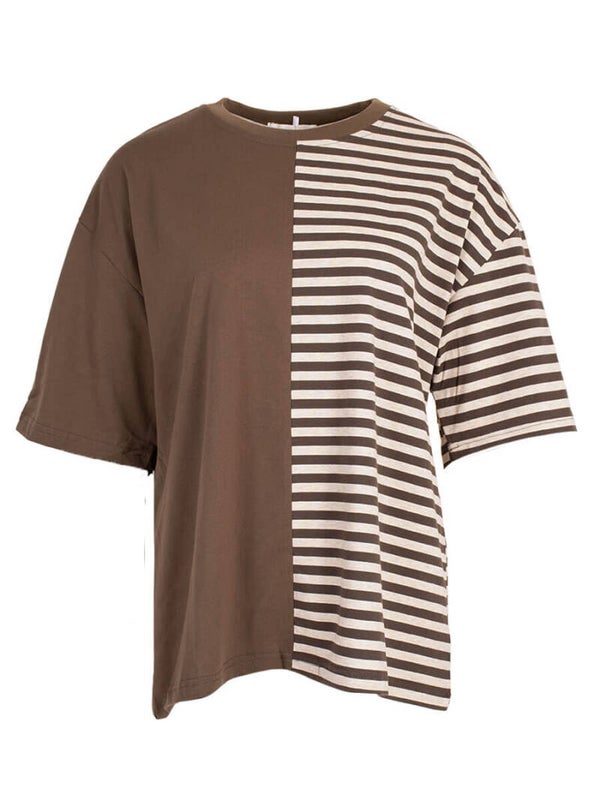 Streep t-shirt Azzurro - Bruin
