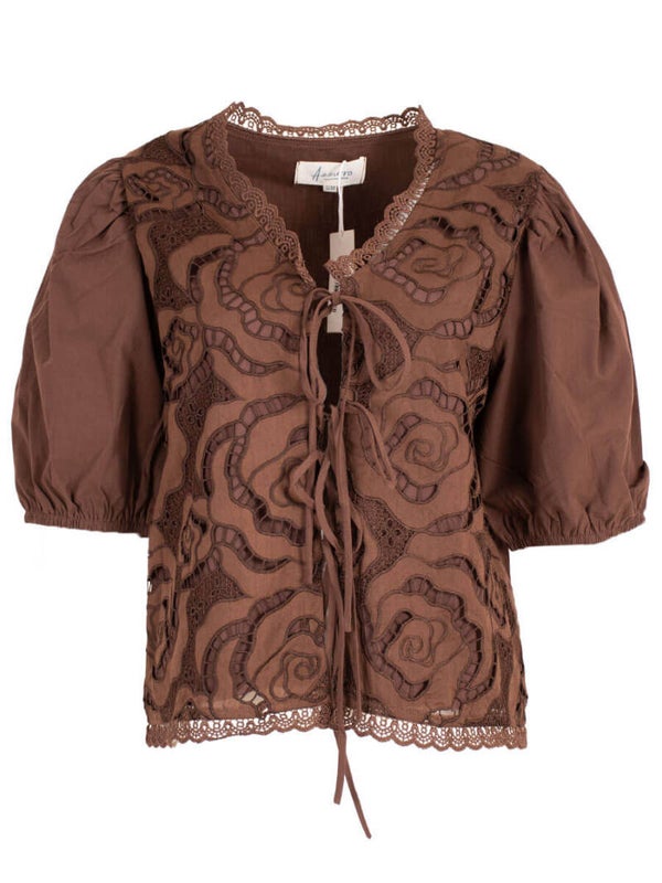 Blouse Korte mouwen Azzurro Nikki - Bruin