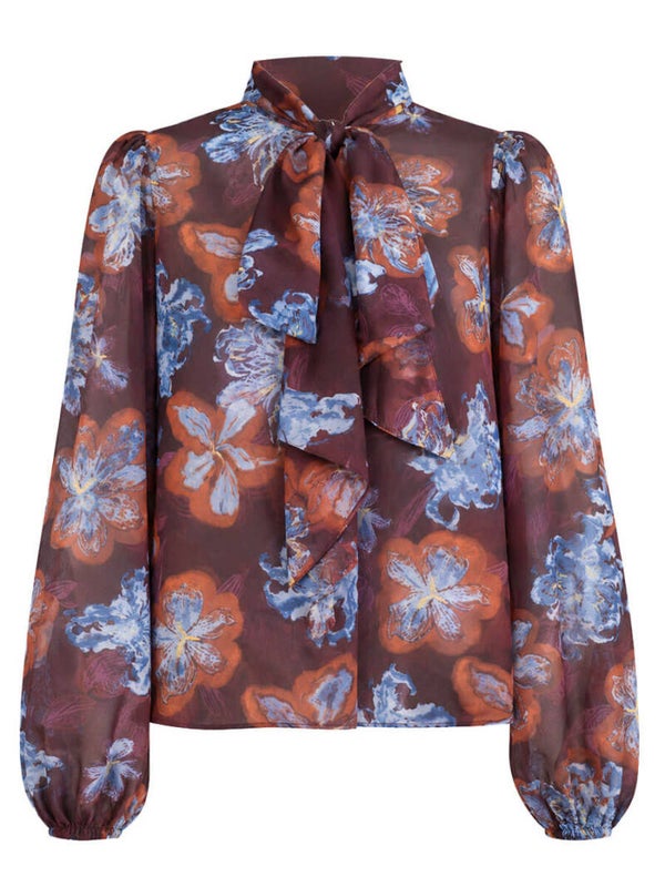 Blouse Azzurro Flower - Bruin