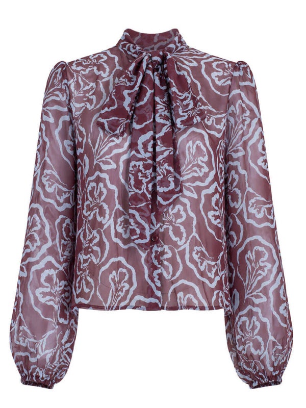 Blouse Azzurro Flower - Paars, blauw