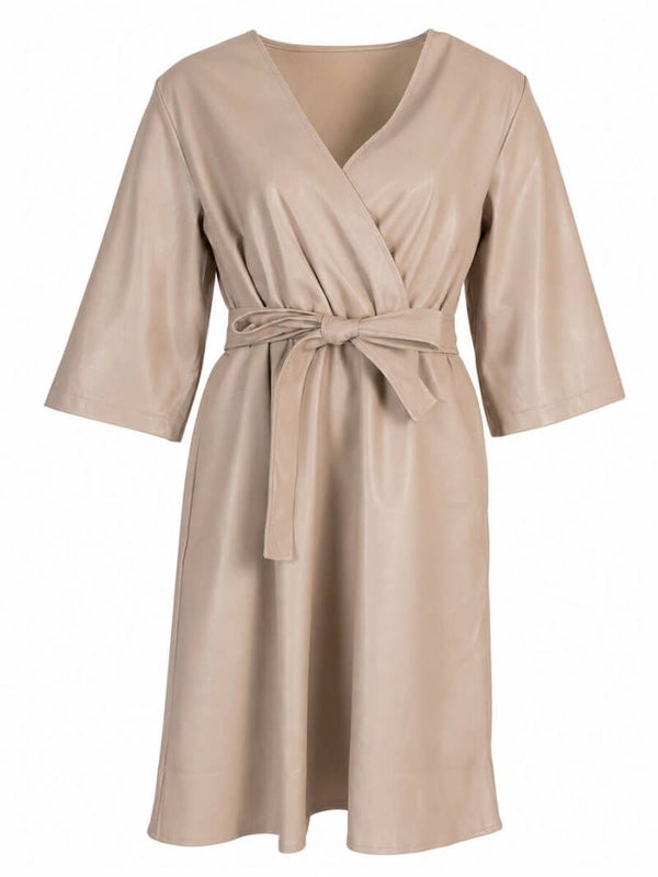 Jurk Azzurro Leatherlook - Beige