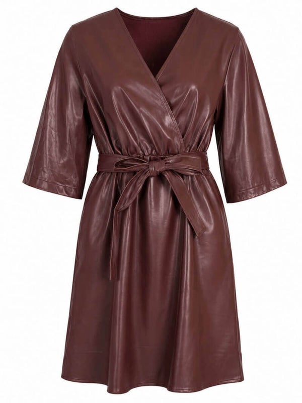 Jurk Azzurro Leatherlook - Bordeaux Rood