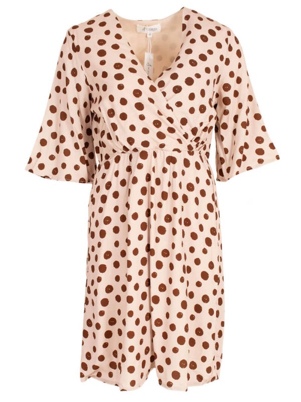 Jurk Azzurro Polkadots - Creme, bruin
