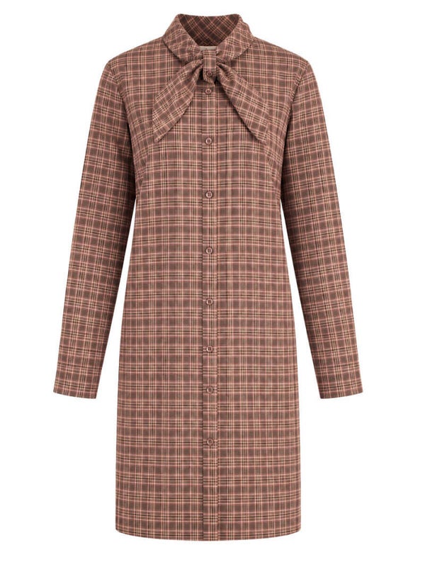 Jurk Azzurro Ruit - Bruin, beige
