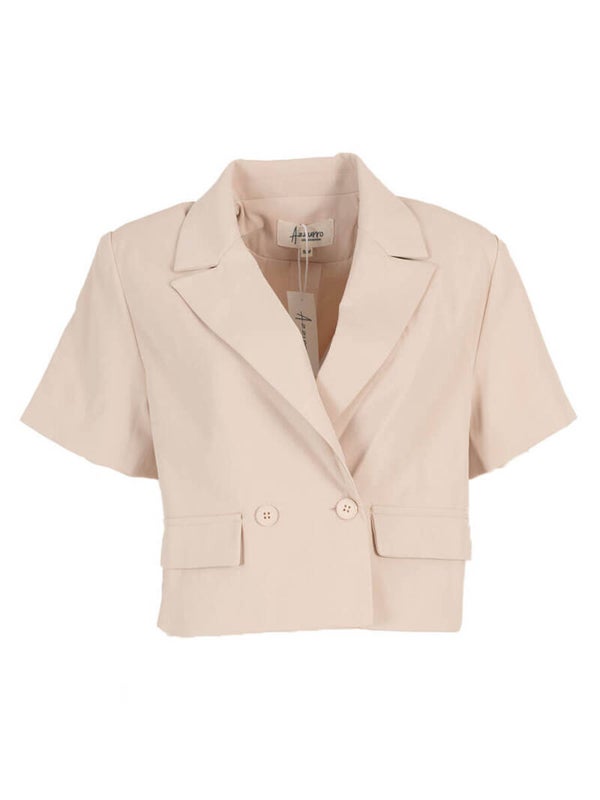 Blazer Azzurro Korte Mouw - Beige