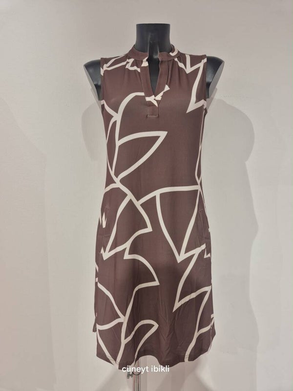 Jurk Angelle Milan Mouwloos 1622 - Bruin