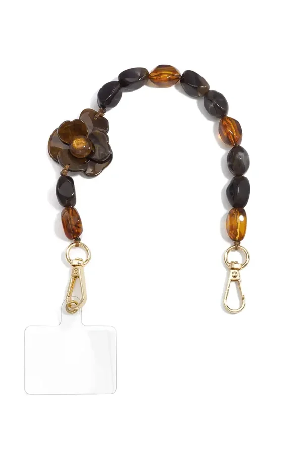 Telefoonketting Bloem  - Bruin