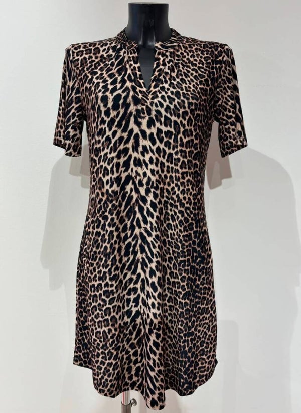 Jurk Angelle Milan Travelstof Leopard - Bruin tinten