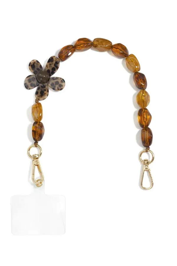 Telefoonketting Flower - Bruin