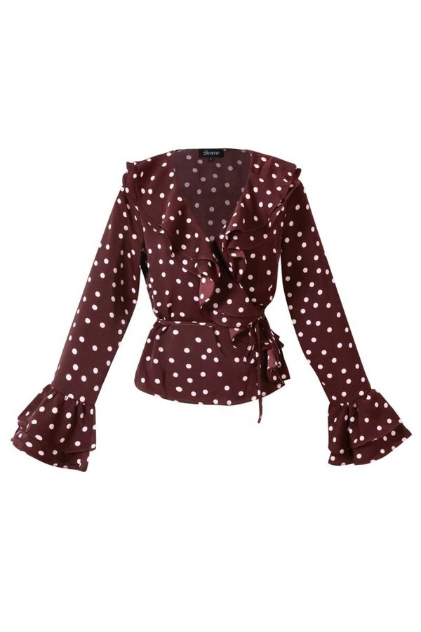 Blouse Polkadot - Bordeaux Rood