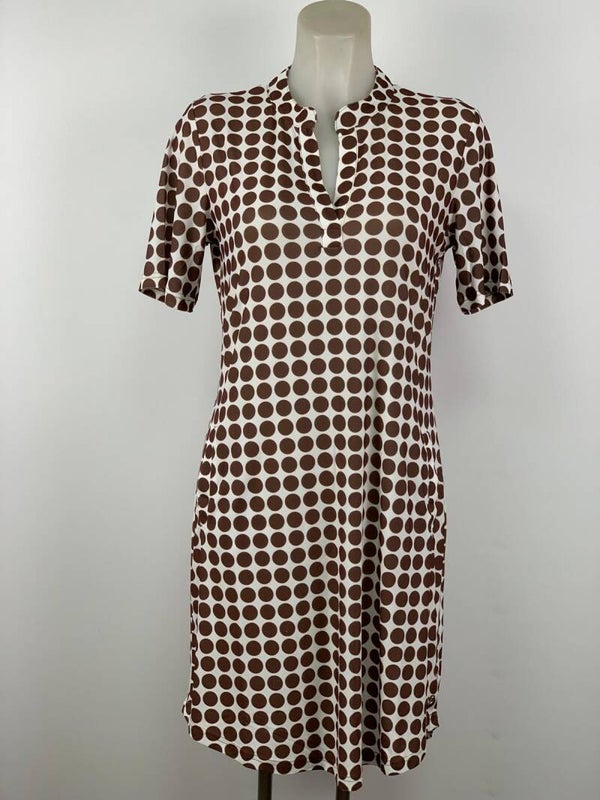 Jurk Angelle Milan 1467 Travelstof Polkadot - Bruin