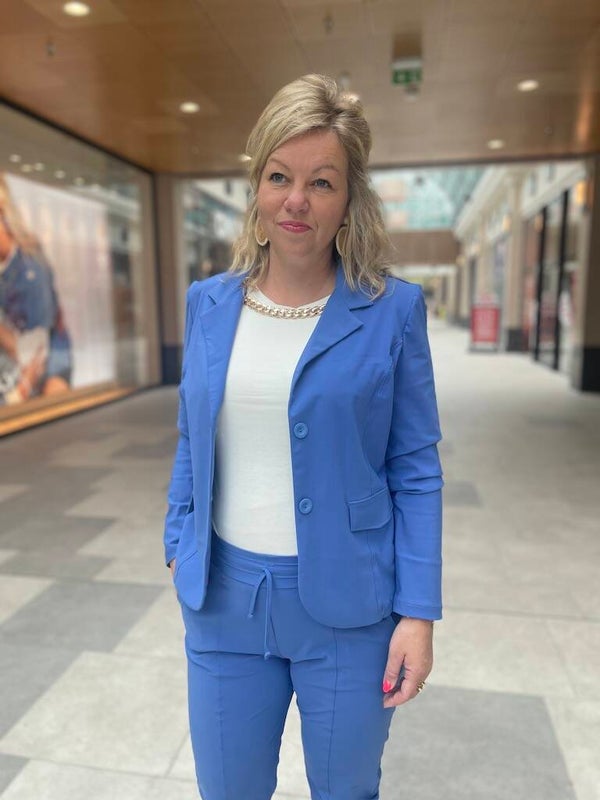 Blazer Angelle Milan Travelstof - Kobalt Blauw