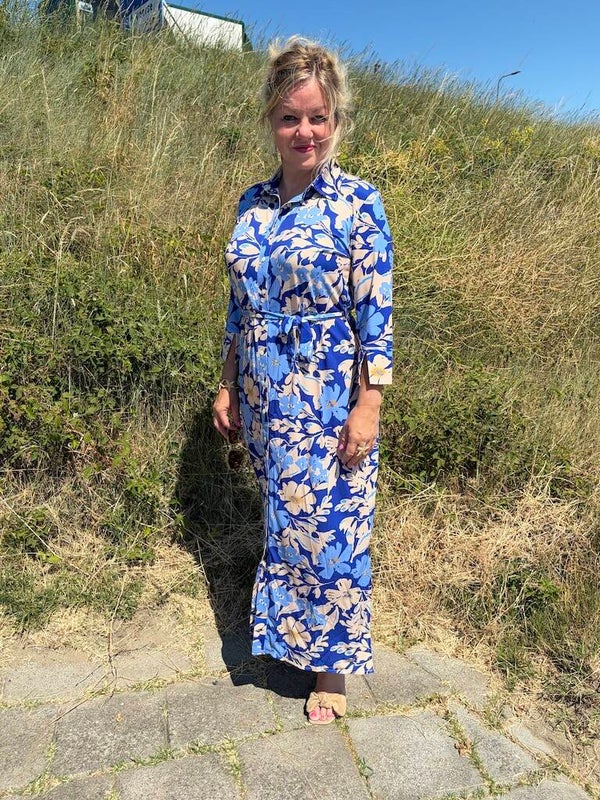 Jurk Angelle Milan Travelstof Lang - Blauw