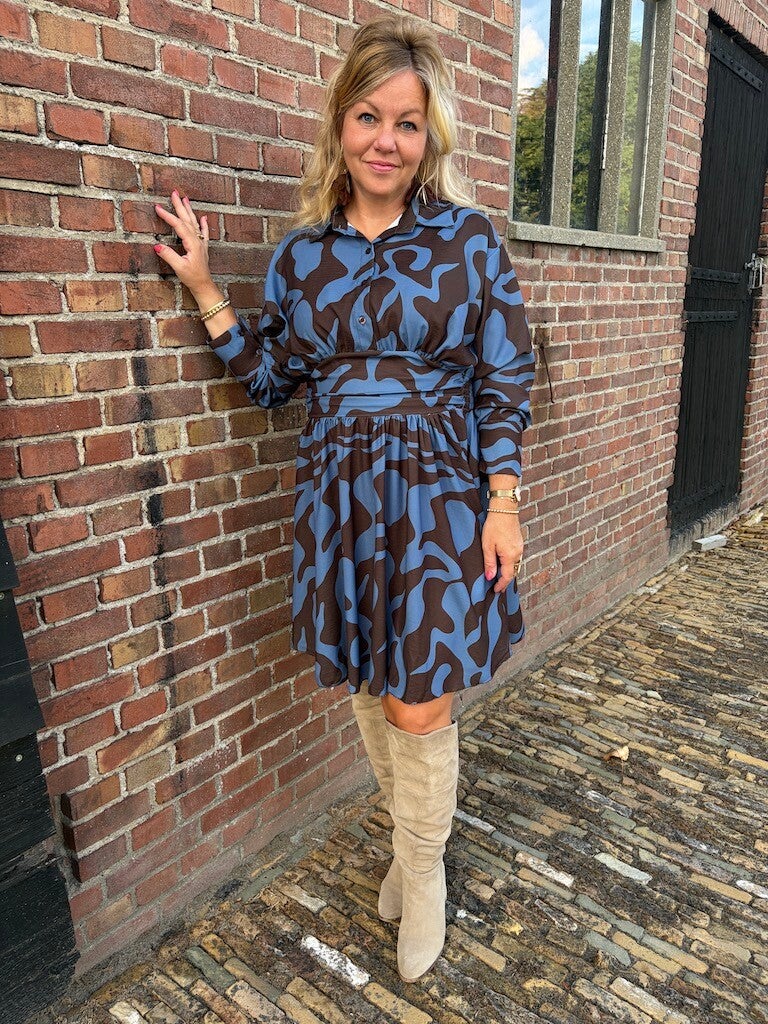 Jurk Azzurro Milou - Bruin, blauw