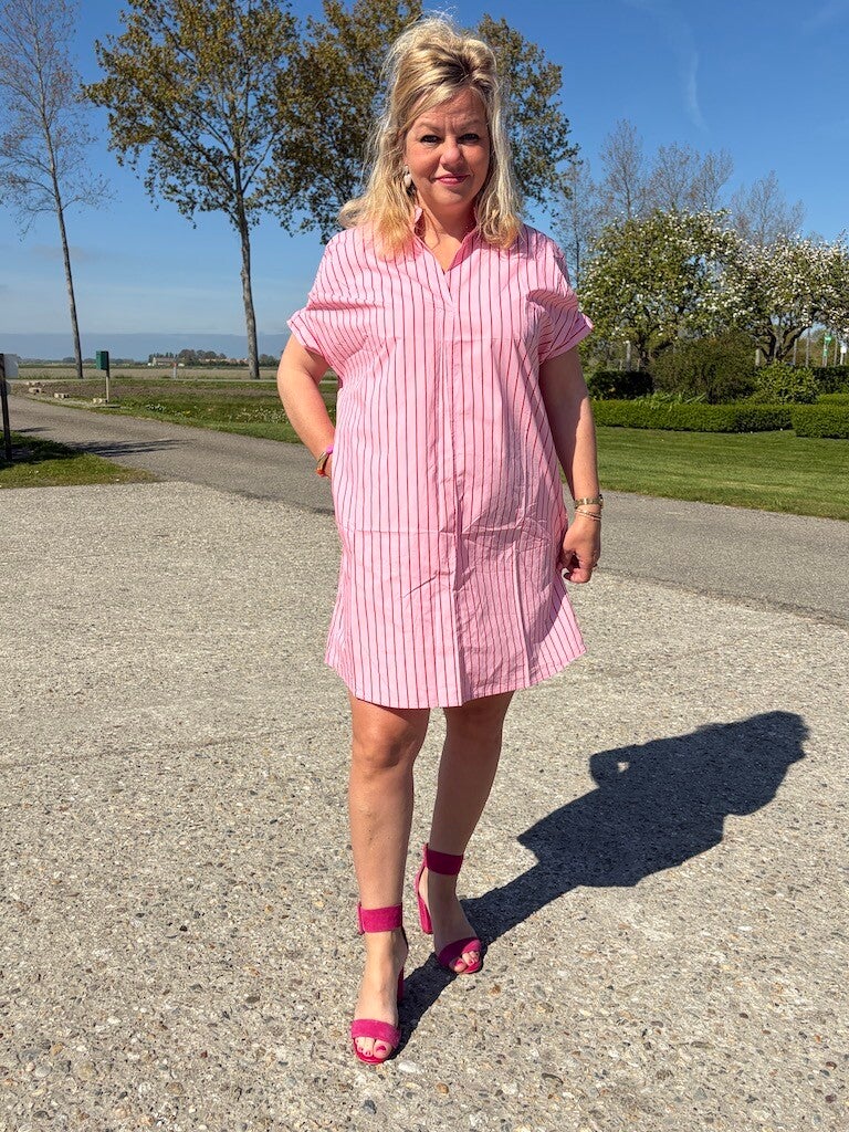 Jurkje Azzurro Streep Adeline - Roze, rood