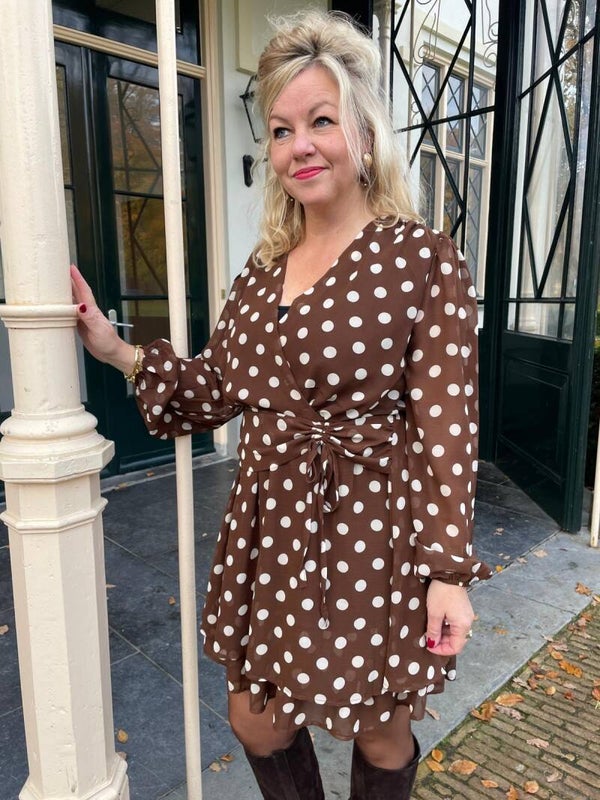 Jurk Polkadot - Bruin