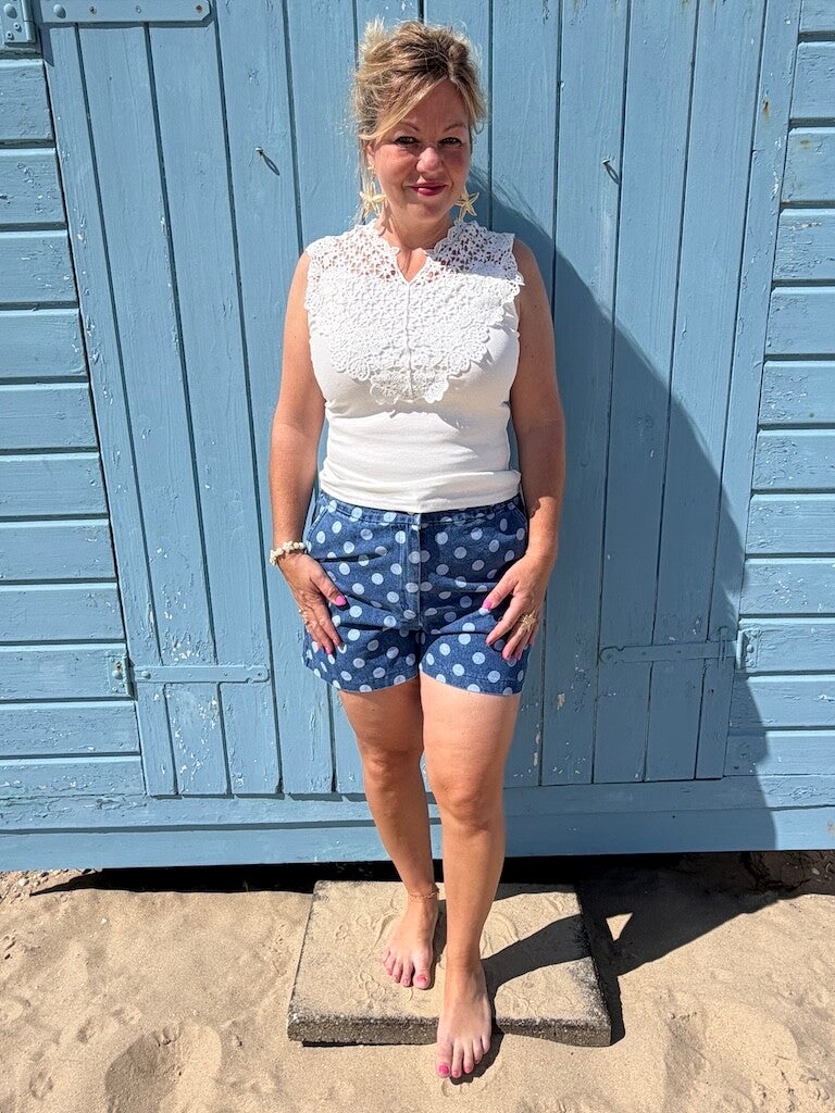 Kort Spijkerbroekje Azzurro Dots - Blauw