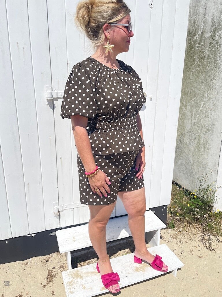 Kort Broekje Azzurro Polkadots - Bruin