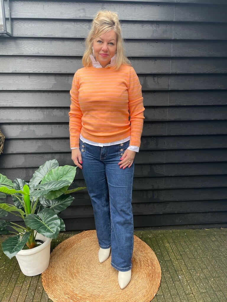 Azzurro Streep trui - Oranje, roze