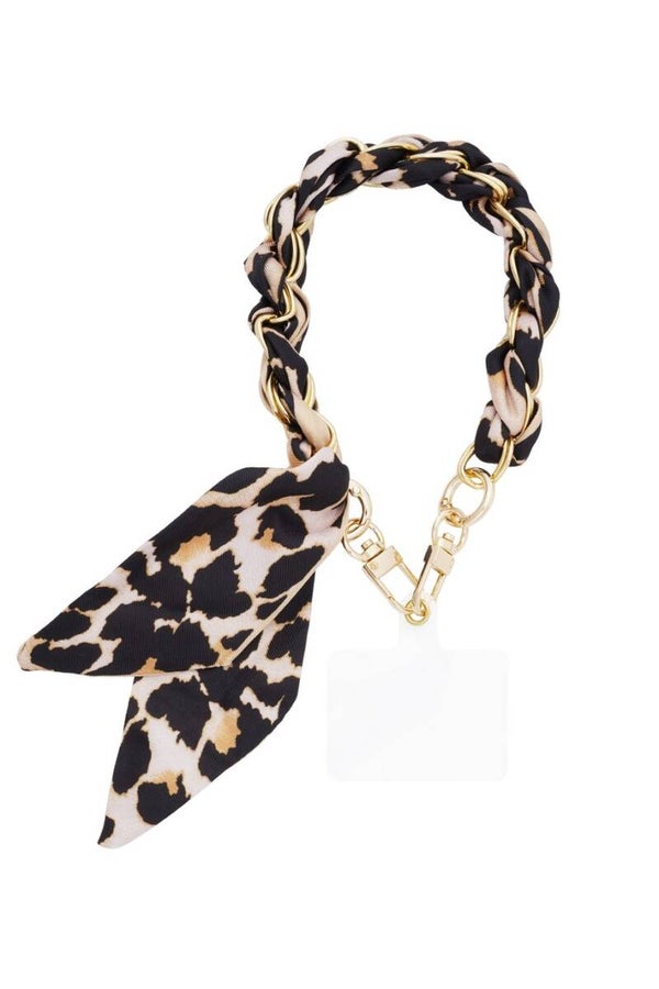 Telefoonketting Leopard - Zwart, beige