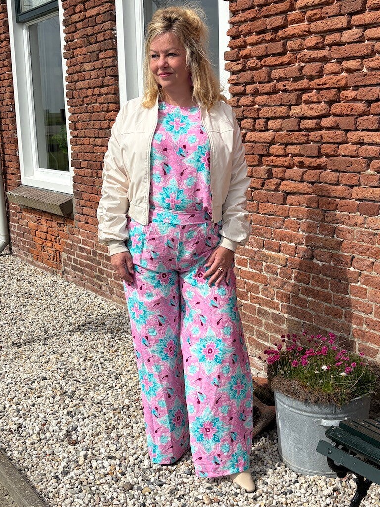 Broek Azzurro Flowers - Paars, turquoise