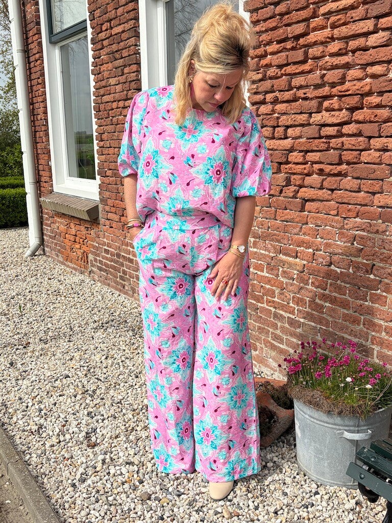 Top Azzurro Flowers - Paars, turquoise