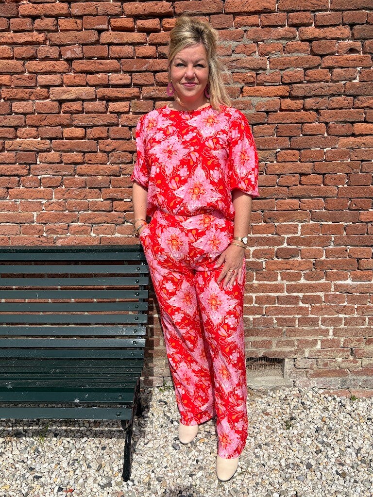Top Azzurro Flowers - Rood, roze