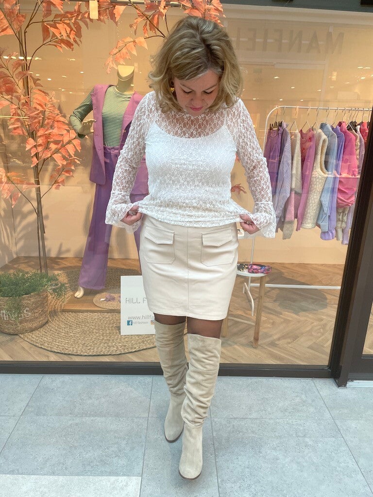 Rok Azzurro Leatherlook Rosia - Beige