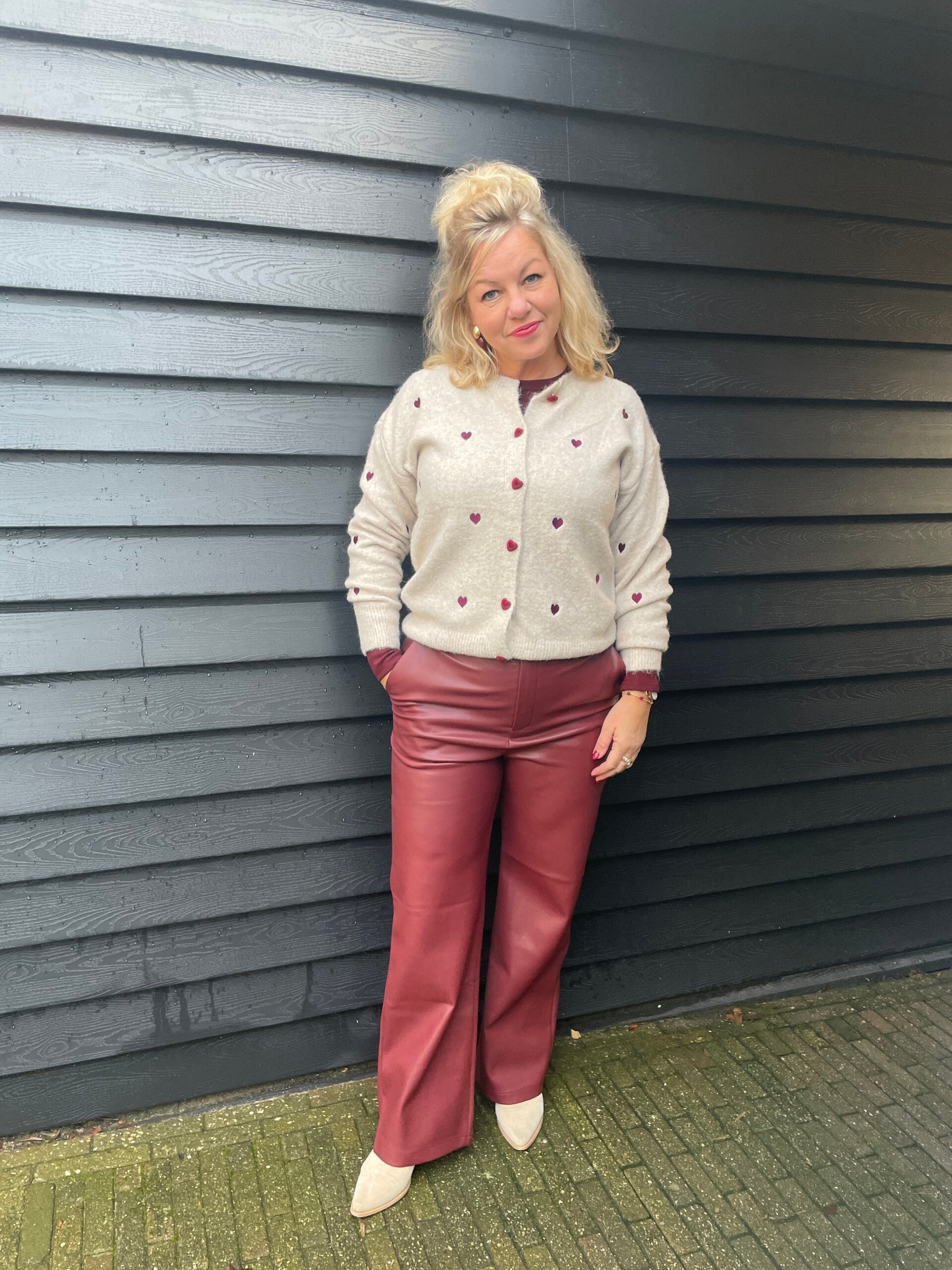 Broek Leatherlook Nuala - Rood