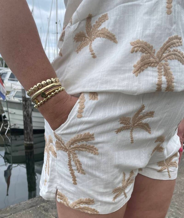 Kort broekje Palmboom - Creme, beige
