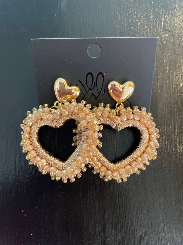 Oorbellen Hart Kristal - Beige