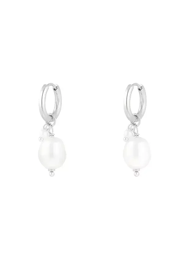 Oorbellen Parel - Zilver - Stainless Steel