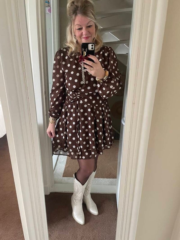 Jurk Polkadot - Bruin
