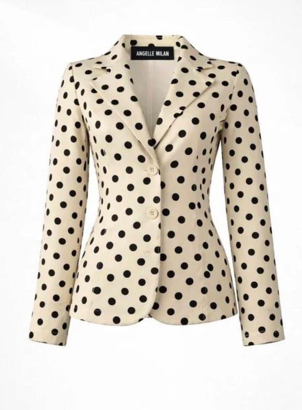Blazer Angelle Milan Travelstof Polkadot - Creme