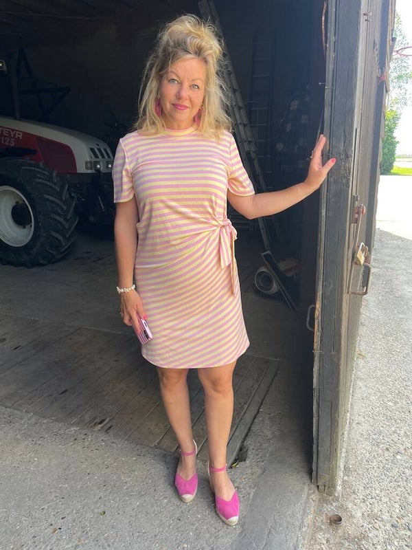 Streepjurk Zomerjurk Azzurro - Roze, geel