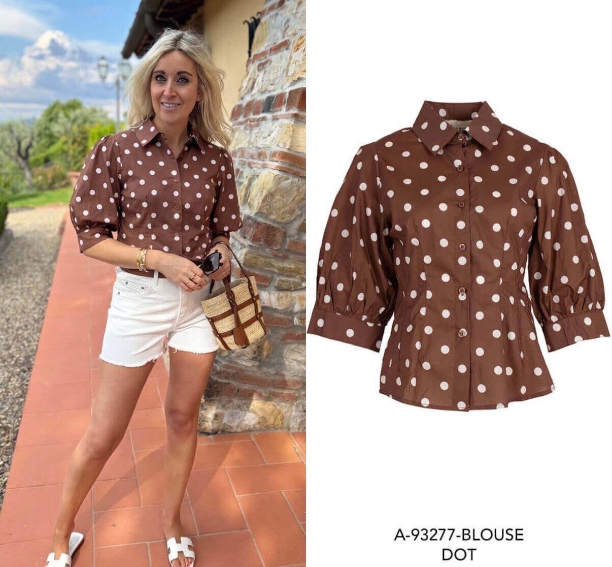 Polkadots Blouse Azzurro - Bruin