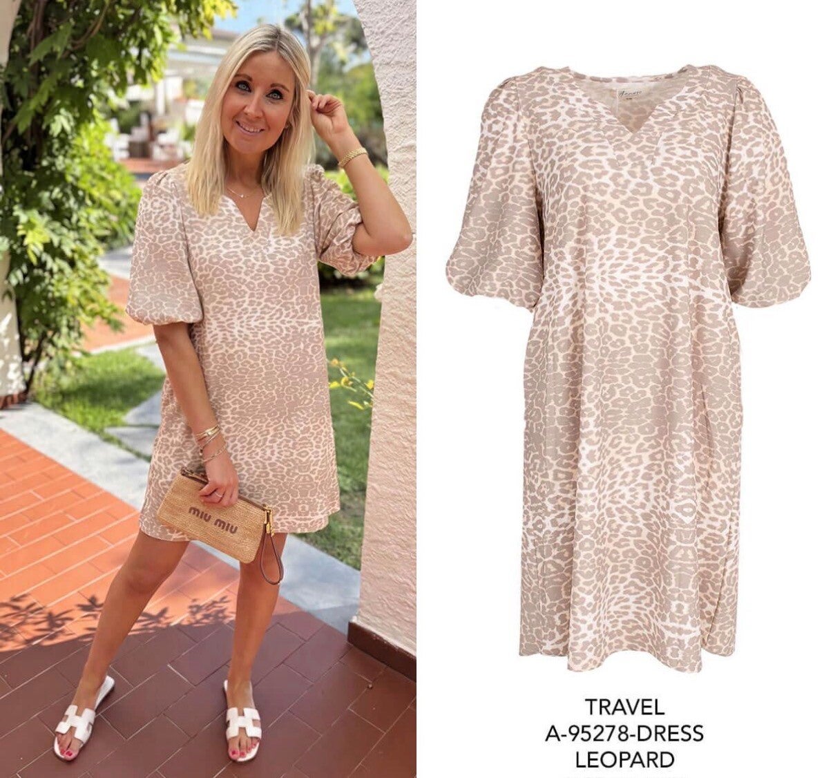 Zomerjurk Azzurro Travelstof Leopard Nieuwe Collectie - Beige