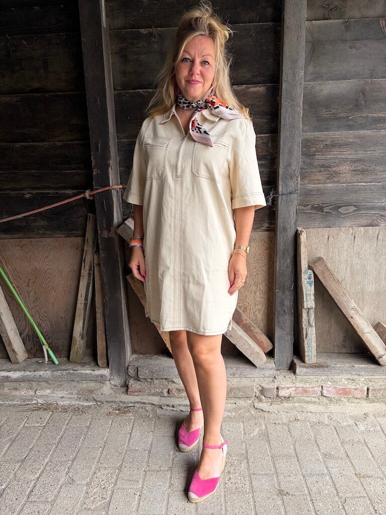 Jurk Azzurro Spijker - Beige