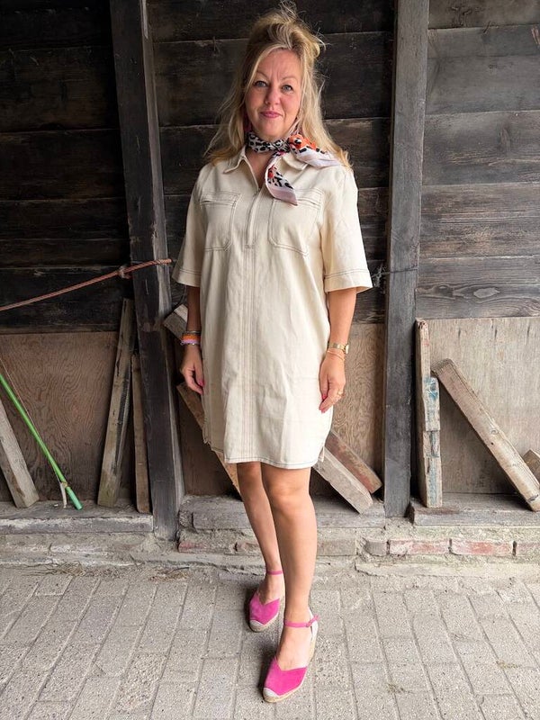 Jurk Azzurro Spijker - Beige