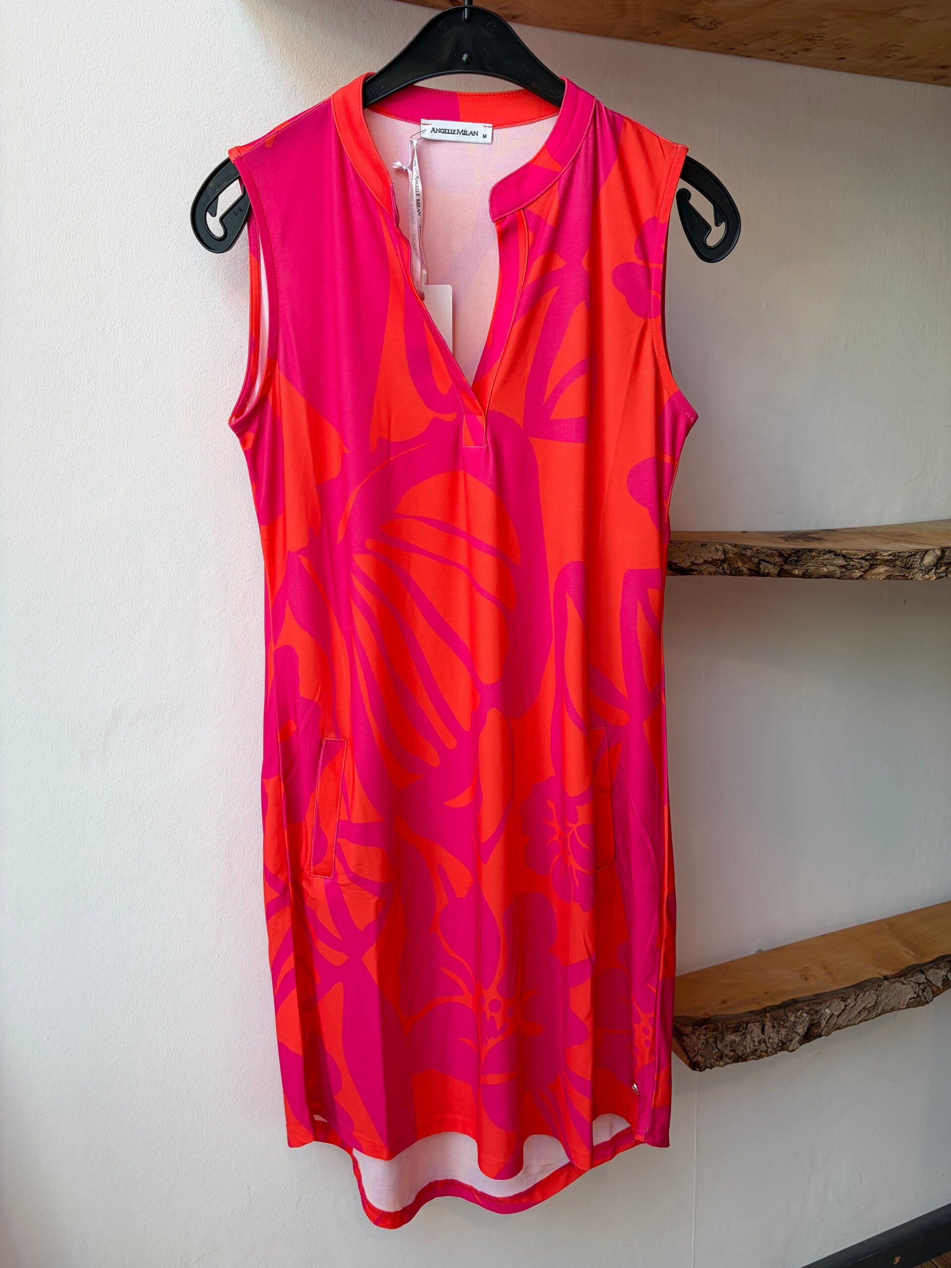 Jurk Angelle Milan Travelstof Mouwloos - Roze, fuchsia