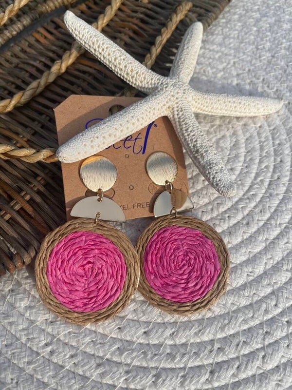 Oorbellen Sweet 7 Riet - Fuchsia