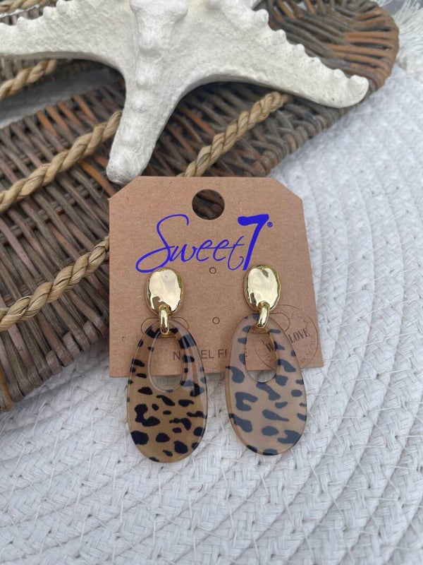 Oorbellen Sweet7 Leopard print - Beige, zwart