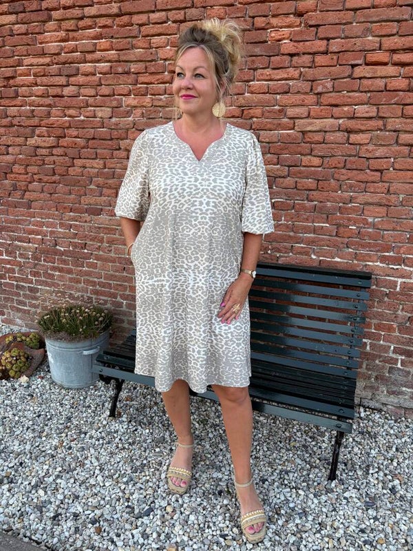 Zomerjurk Azzurro Travelstof Leopard - Beige
